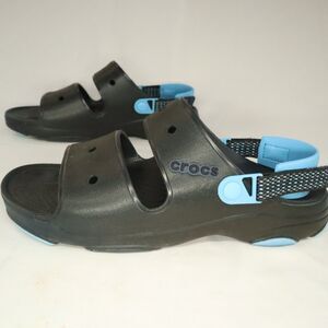 Crocs Iconic Comfort Mens Sandal water shoe Adjustable Size 15M Black & Blue
